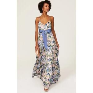B37 Badgley Mischka Floral Maxi Dress Womens 0 Wedding Guest Garden